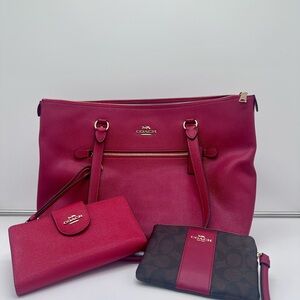 Coach Red and Brown Handbag Set